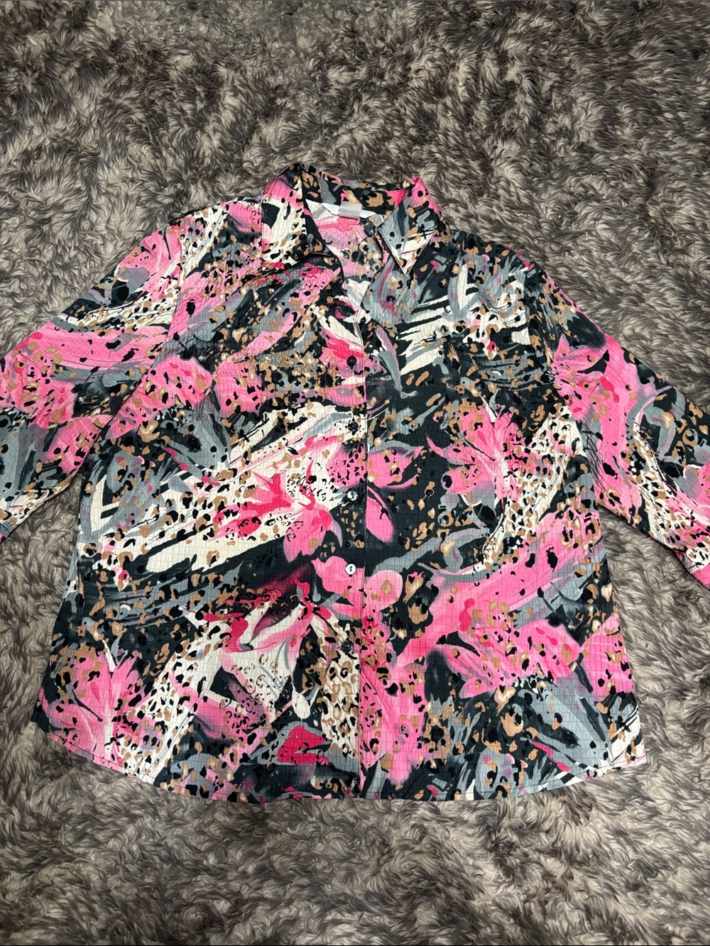 Alia Pink Black Abstract Button-Front Jacket